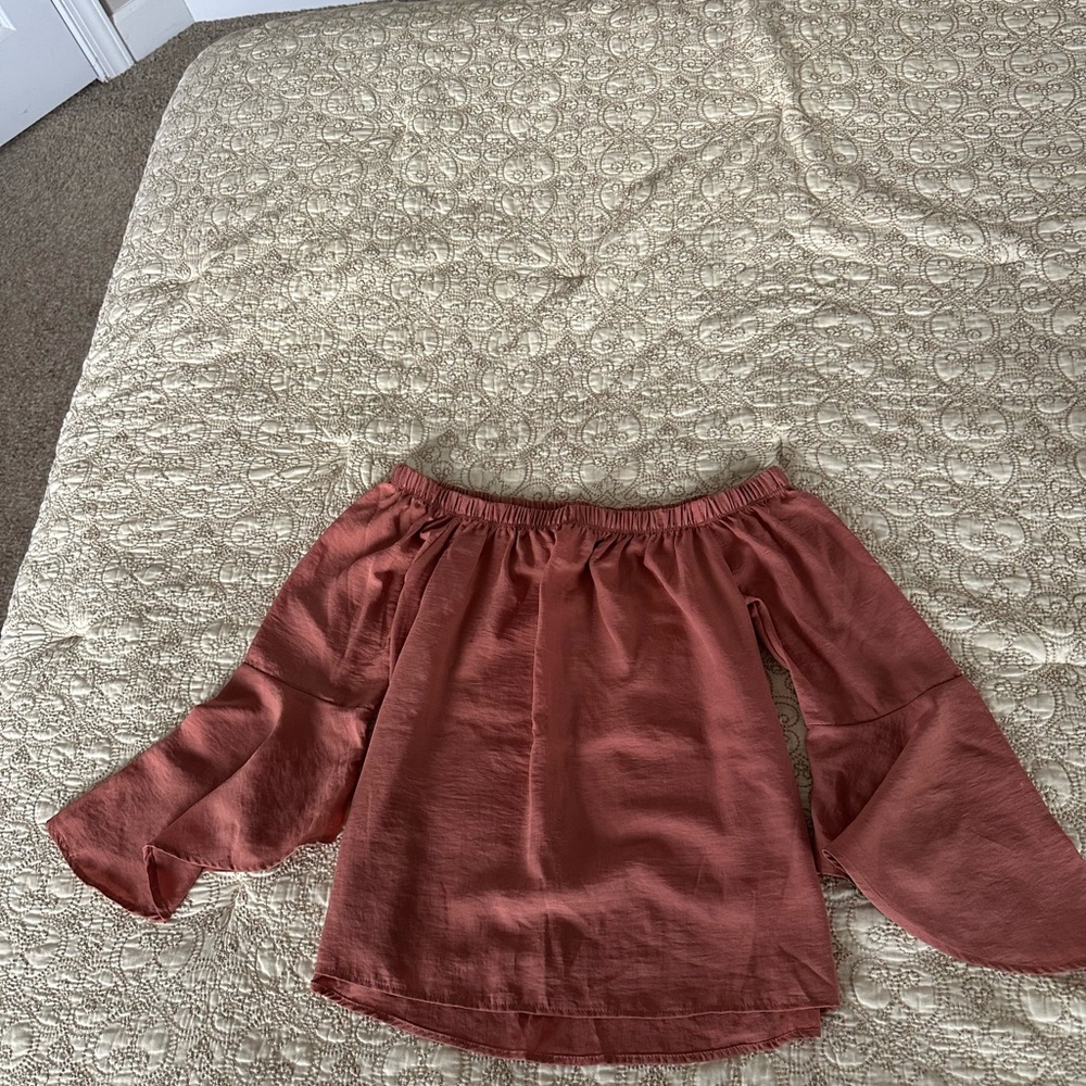 Rust Off-Shoulder Blouse - Picture 2 of 2